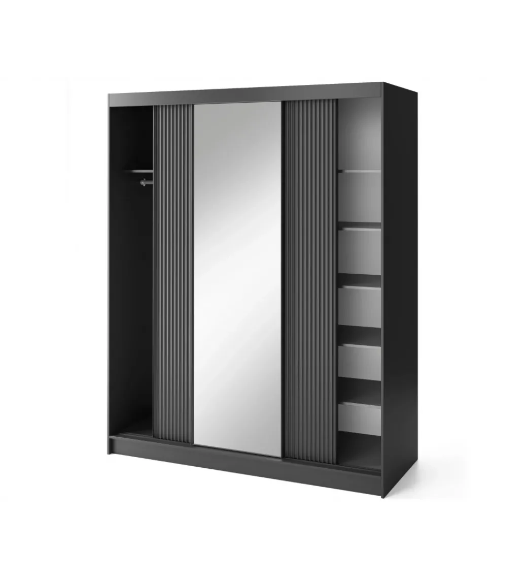 Szafa przesuwna PRESCCO III z lustrem 180 cm czarny*ELTAP Online