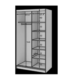 Szafa przesuwna PRESCCO II z lustrem 120 cm czarny*ELTAP New