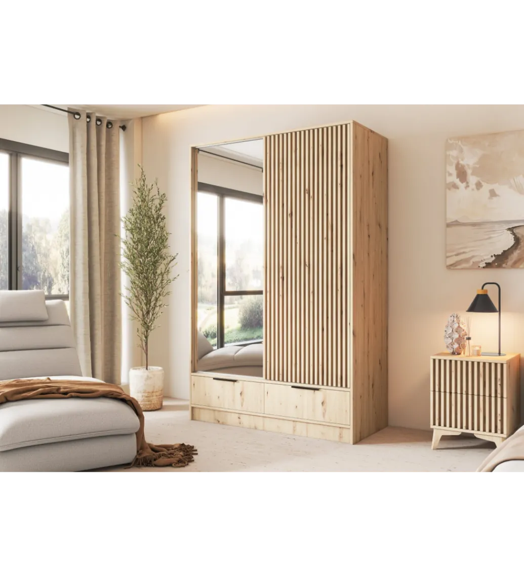 Szafa przesuwna VOODI II 120 cm z lustrem kolor dąb artisan*ELTAP New