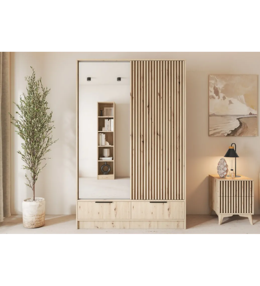 Szafa przesuwna VOODI II 120 cm z lustrem kolor dąb artisan*ELTAP New