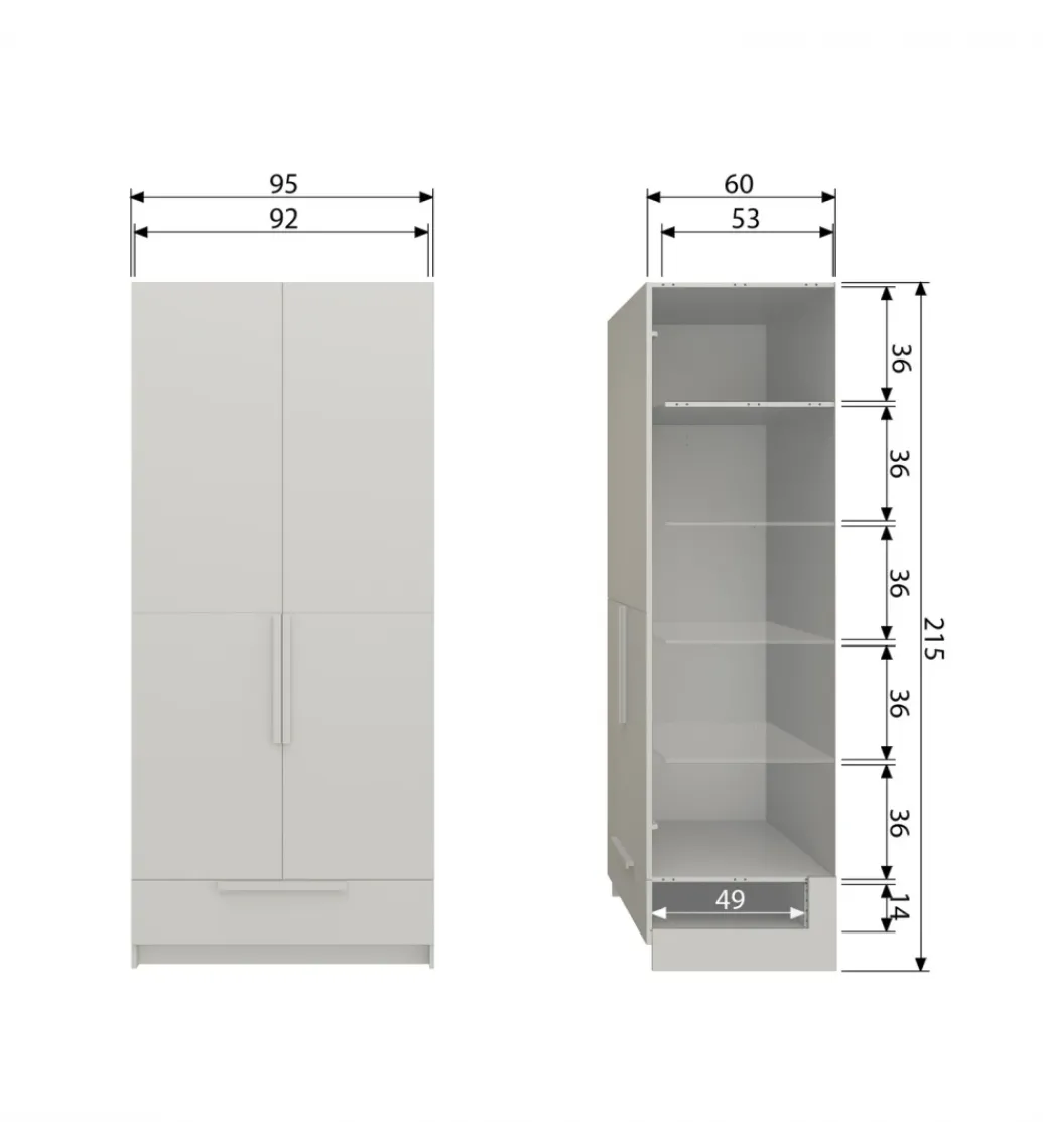 Szafa PURE 215 x 95 cm drewno sosny dust*WOOOD Hot