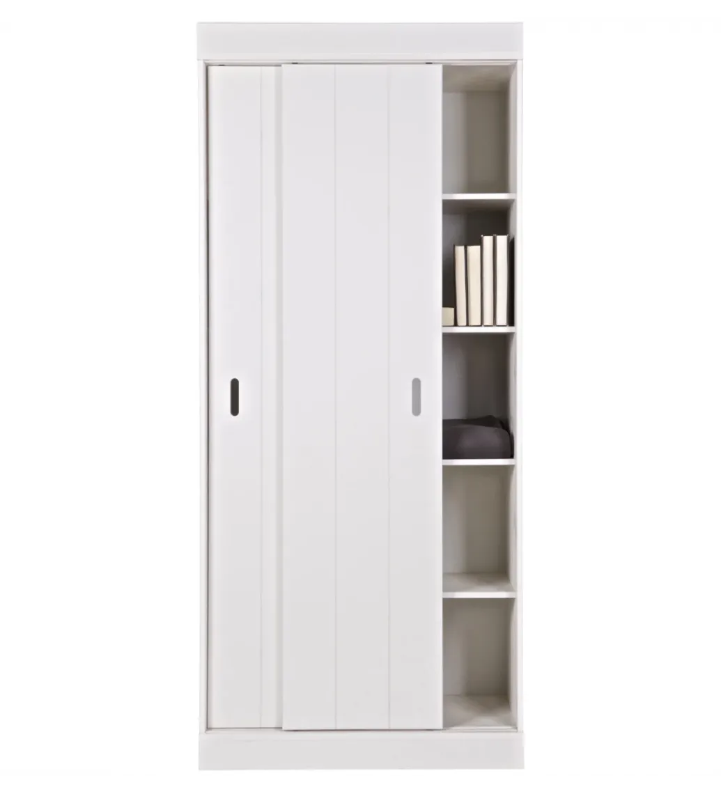 Szafa ROW 195 cm drewno sosny biała*WOOOD Outlet