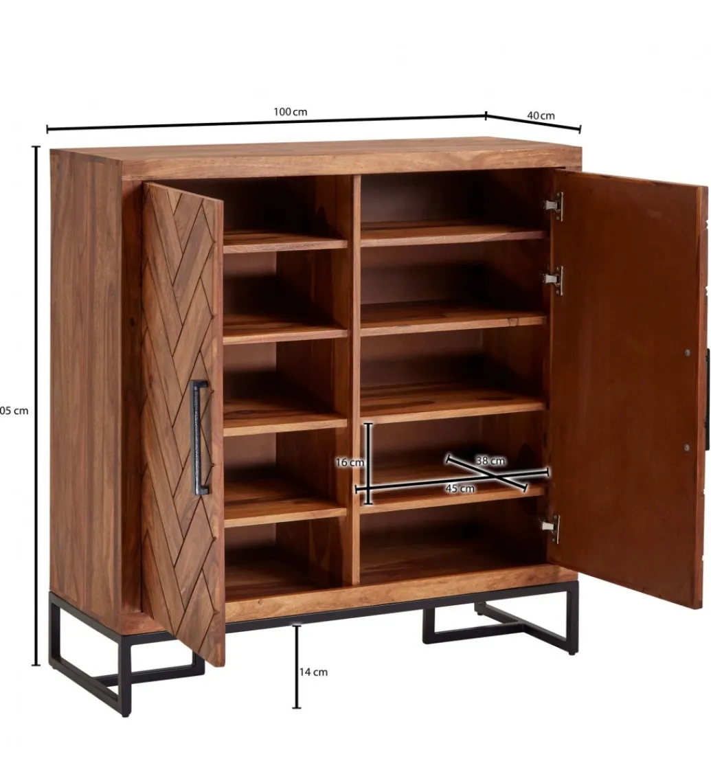 Szafka na buty HERNARES 100 cm drewno sheesham*WOHNLING, GERMANY Outlet