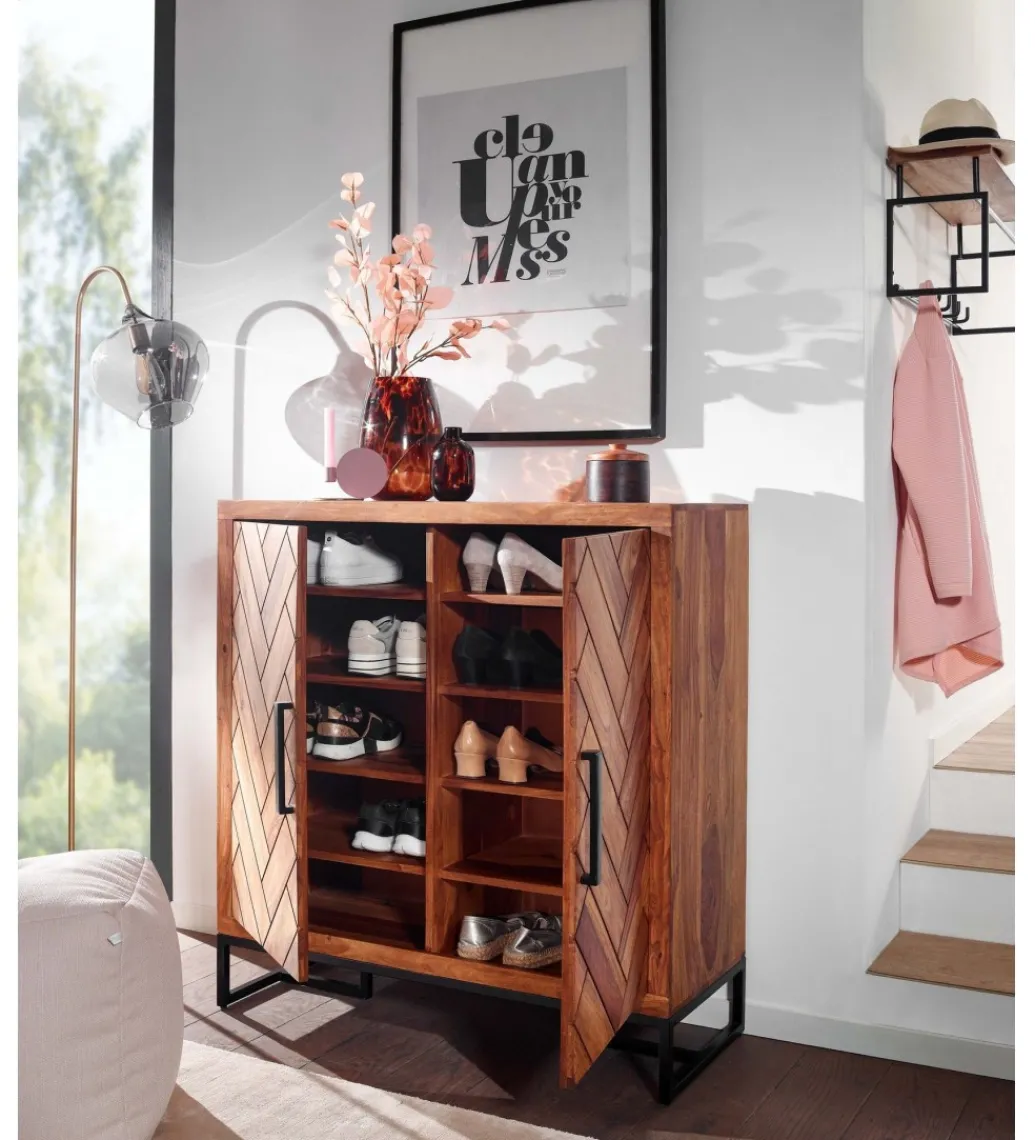 Szafka na buty HERNARES 100 cm drewno sheesham*WOHNLING, GERMANY Outlet