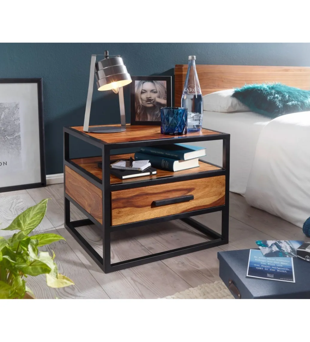 Szafka nocna CARBERA 50 cm drewno sheesham*WOHNLING, GERMANY Online