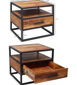Szafka nocna CARBERA 50 cm drewno sheesham*WOHNLING, GERMANY Online