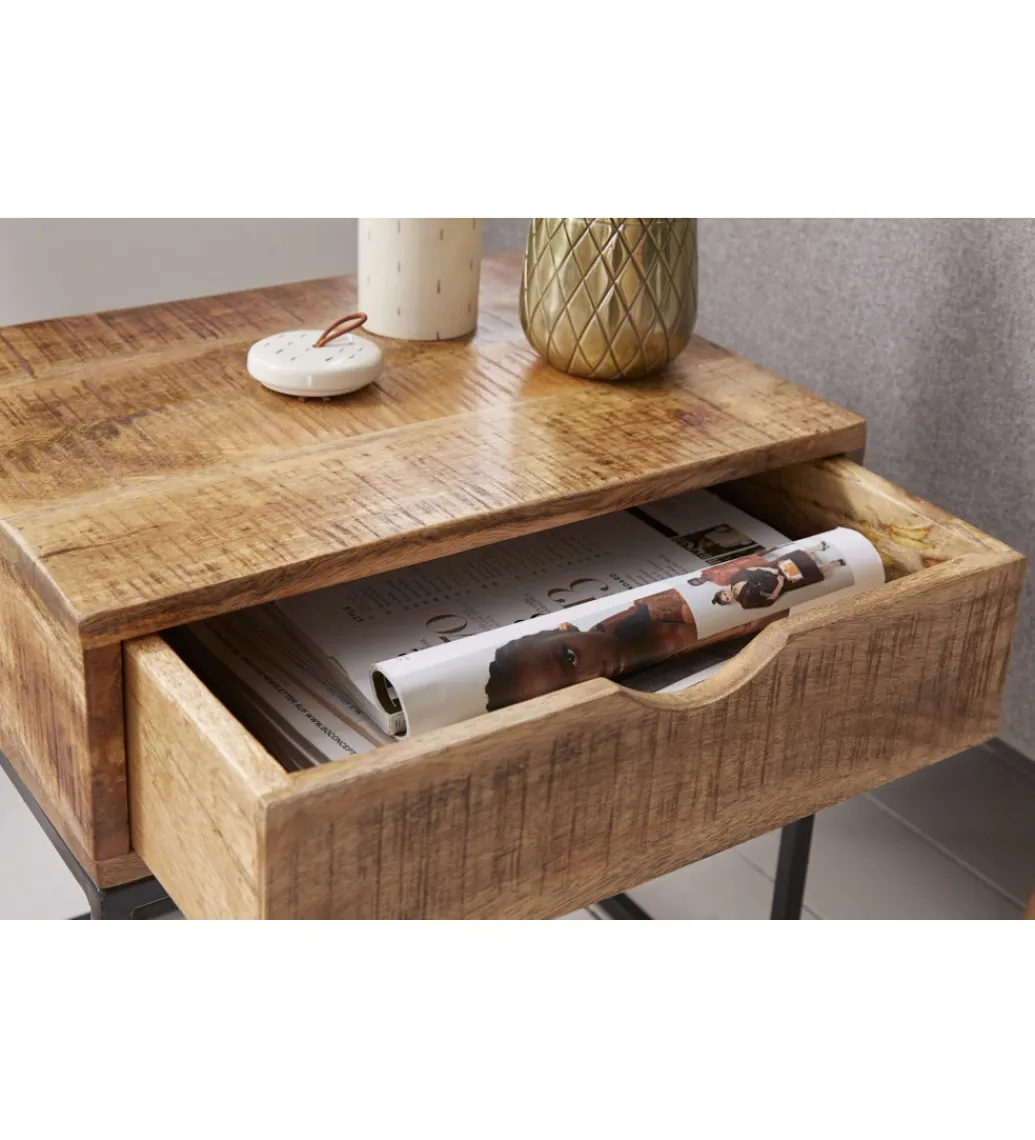 Szafka nocna Iron Craft drewno mango*Invicta Interior - przedsprzedaż Online