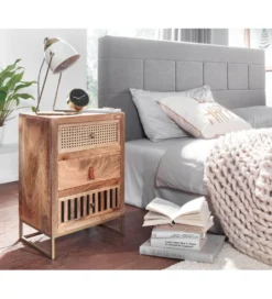 Szafka nocna LIBERTE 40 cm drewno mango*WOHNLING, GERMANY Online