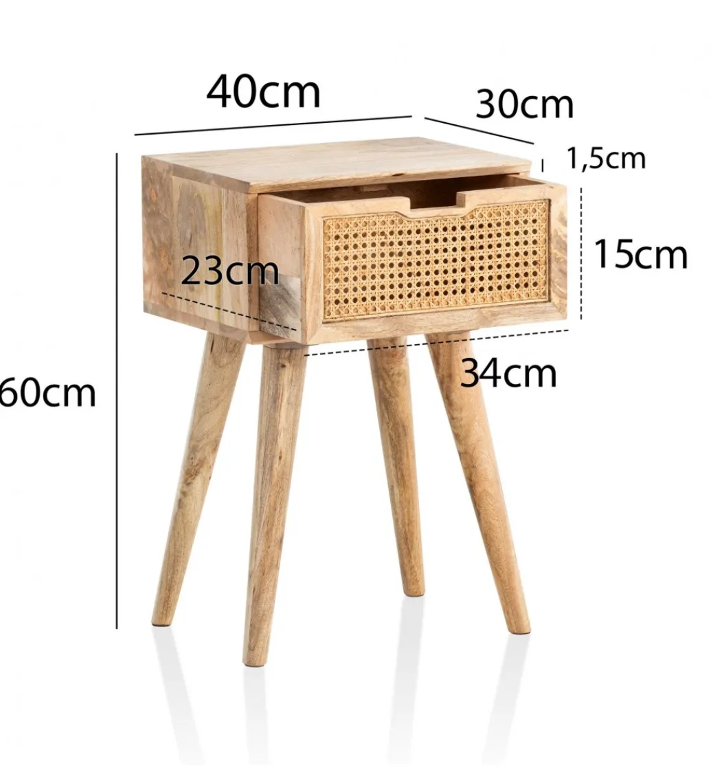 Szafka nocna LIBERTE II 40 cm drewno mango*WOHNLING, GERMANY Discount
