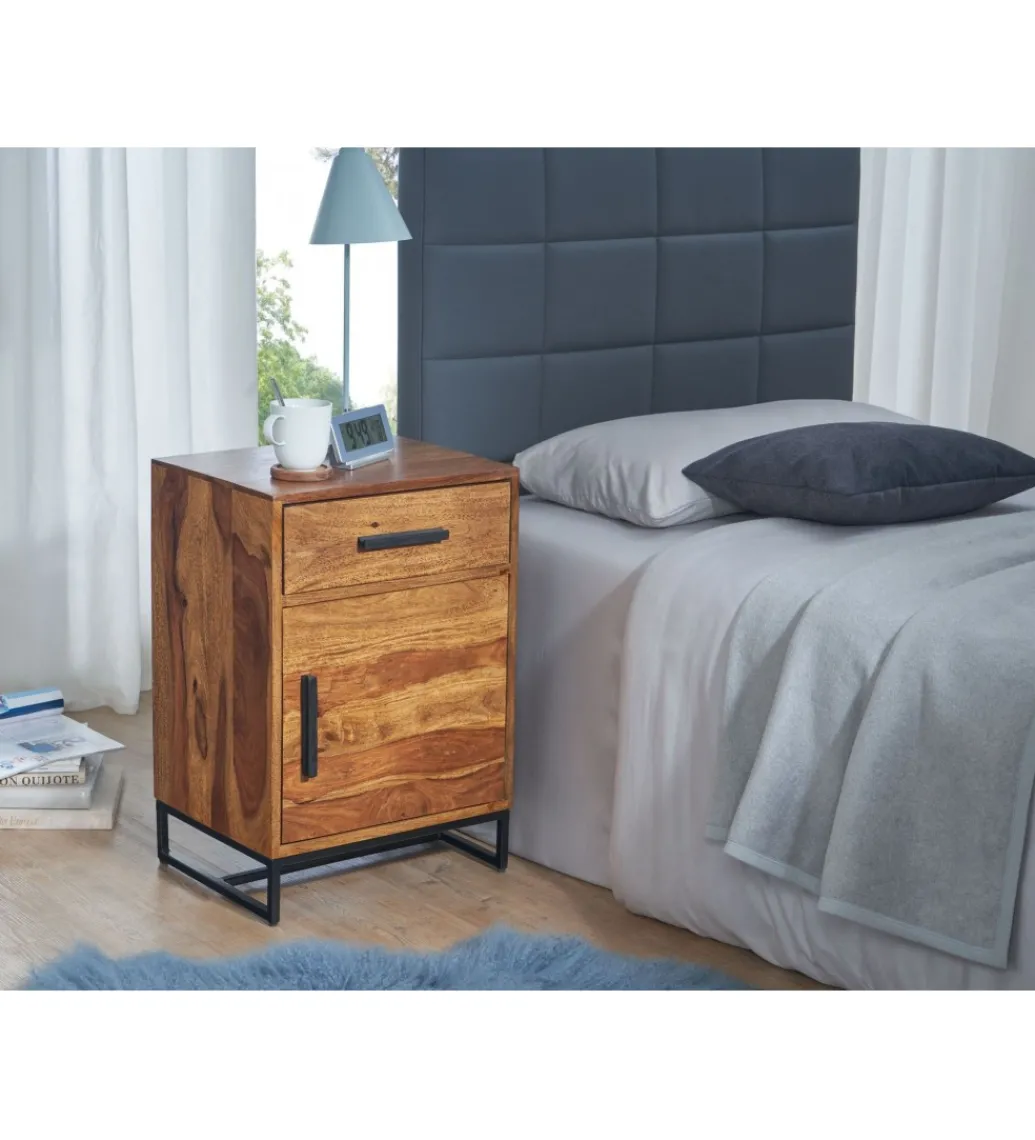 Szafka nocna LORENTE 45 cm drewno sheesham*WOHNLING, GERMANY Online