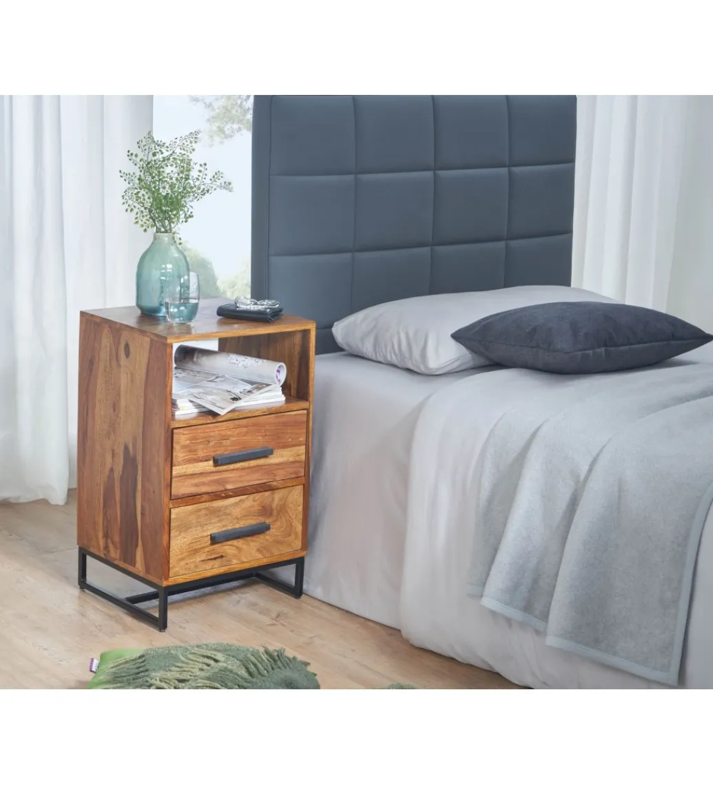 Szafka nocna LORENTE 40 cm drewno sheesham*WOHNLING, GERMANY Outlet