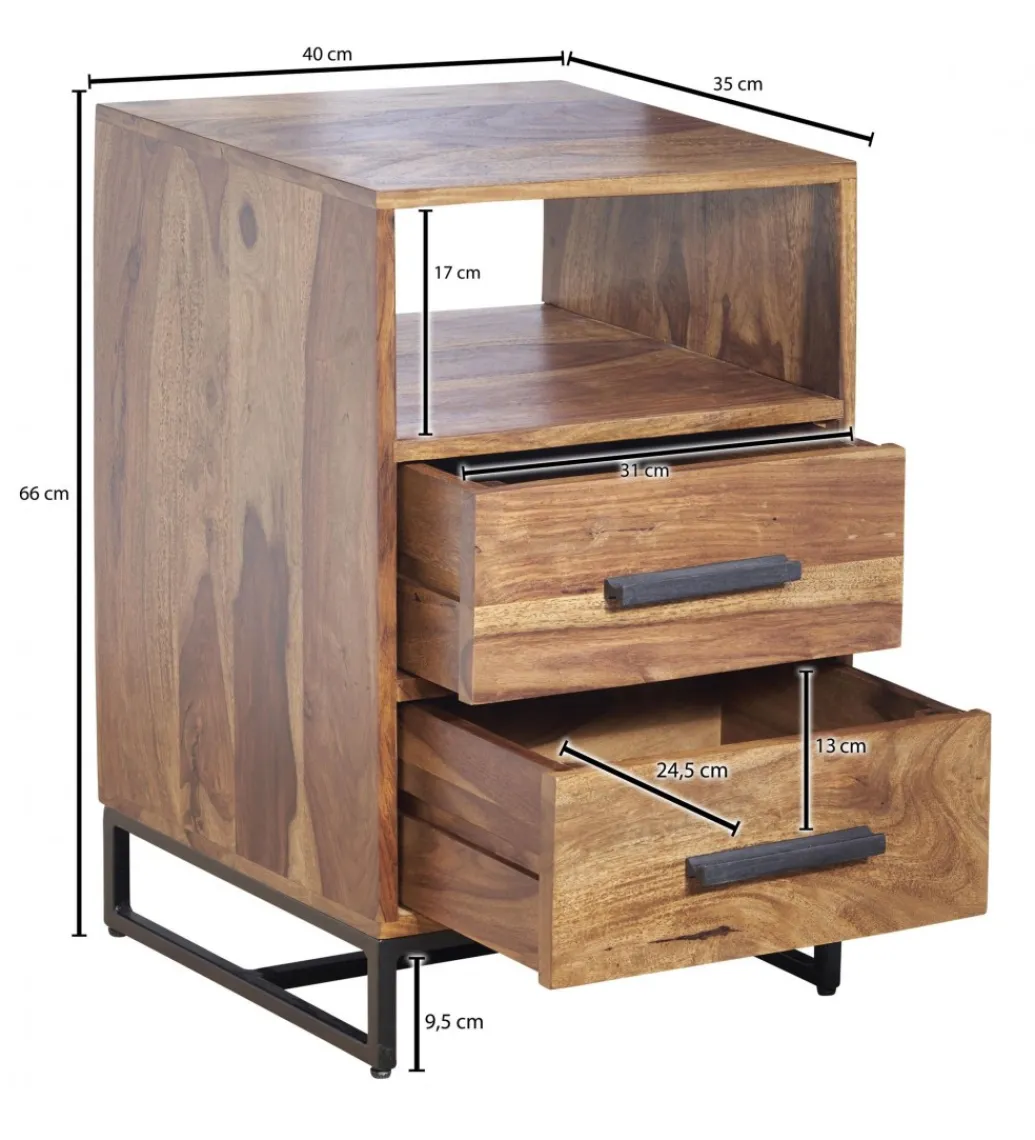 Szafka nocna LORENTE 40 cm drewno sheesham*WOHNLING, GERMANY Outlet