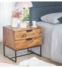 Szafka nocna LORENTE 50 cm drewno sheesham*WOHNLING, GERMANY Clearance