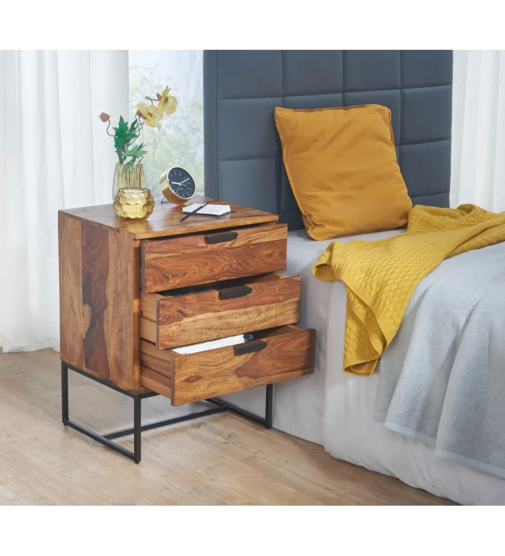 Szafka nocna LORENTE 50 cm drewno sheesham*WOHNLING, GERMANY Online