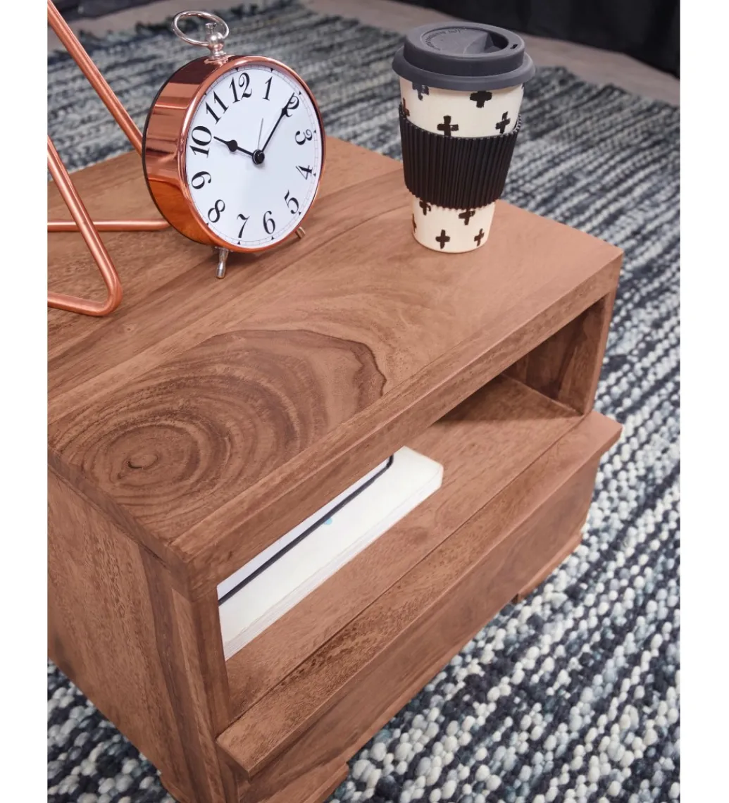 Szafka nocna MUMBAI 40 cm drewno akacja*WOHNLING, GERMANY Discount