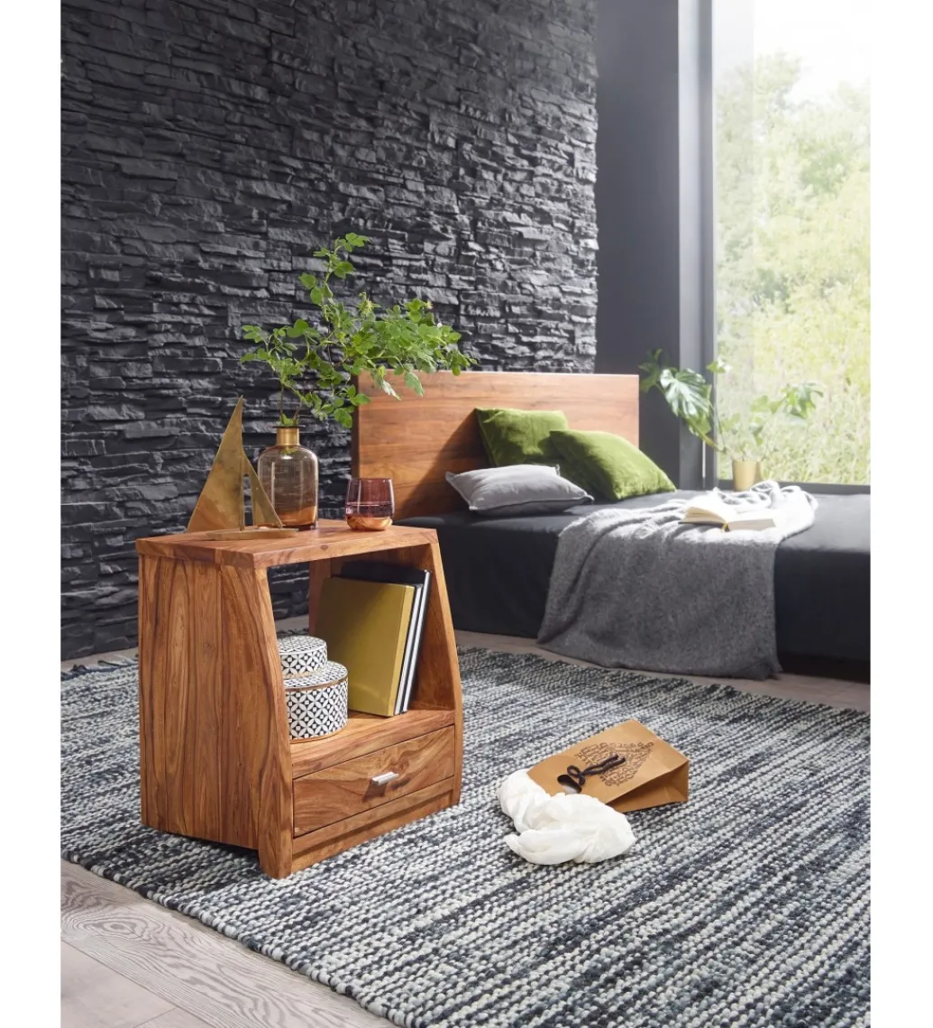 Szafka nocna MUMBAI 45 cm drewno sheesham*WOHNLING, GERMANY Discount
