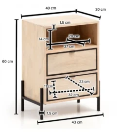 Szafka nocna NIKI 43 cm drewno mango*WOHNLING, GERMANY Clearance