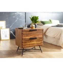 Szafka nocna NISHAN 60 cm drewno sheeshem*WOHNLING, GERMANY Clearance