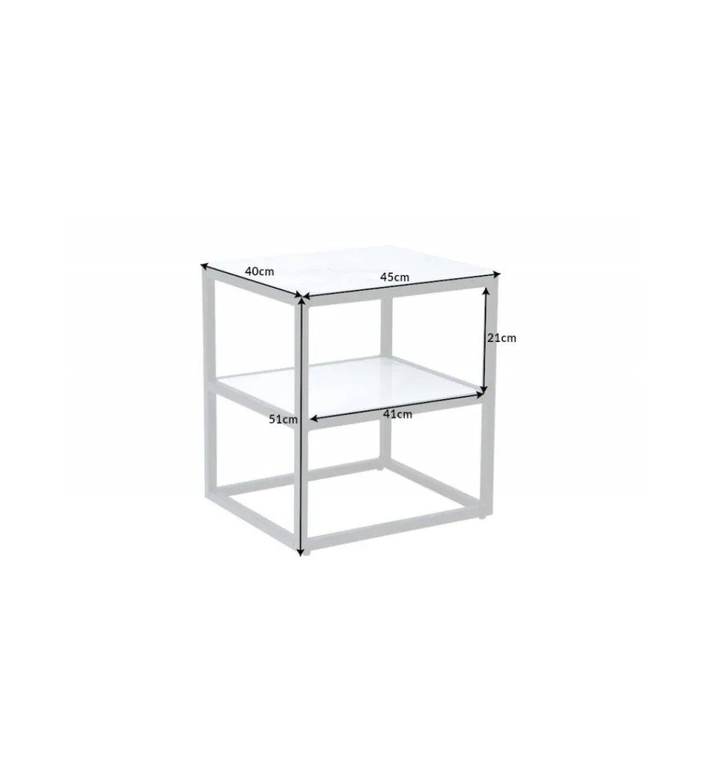 Szafka nocna RAUL 45 cm w optyce białego marmuru*Invicta Interior Discount