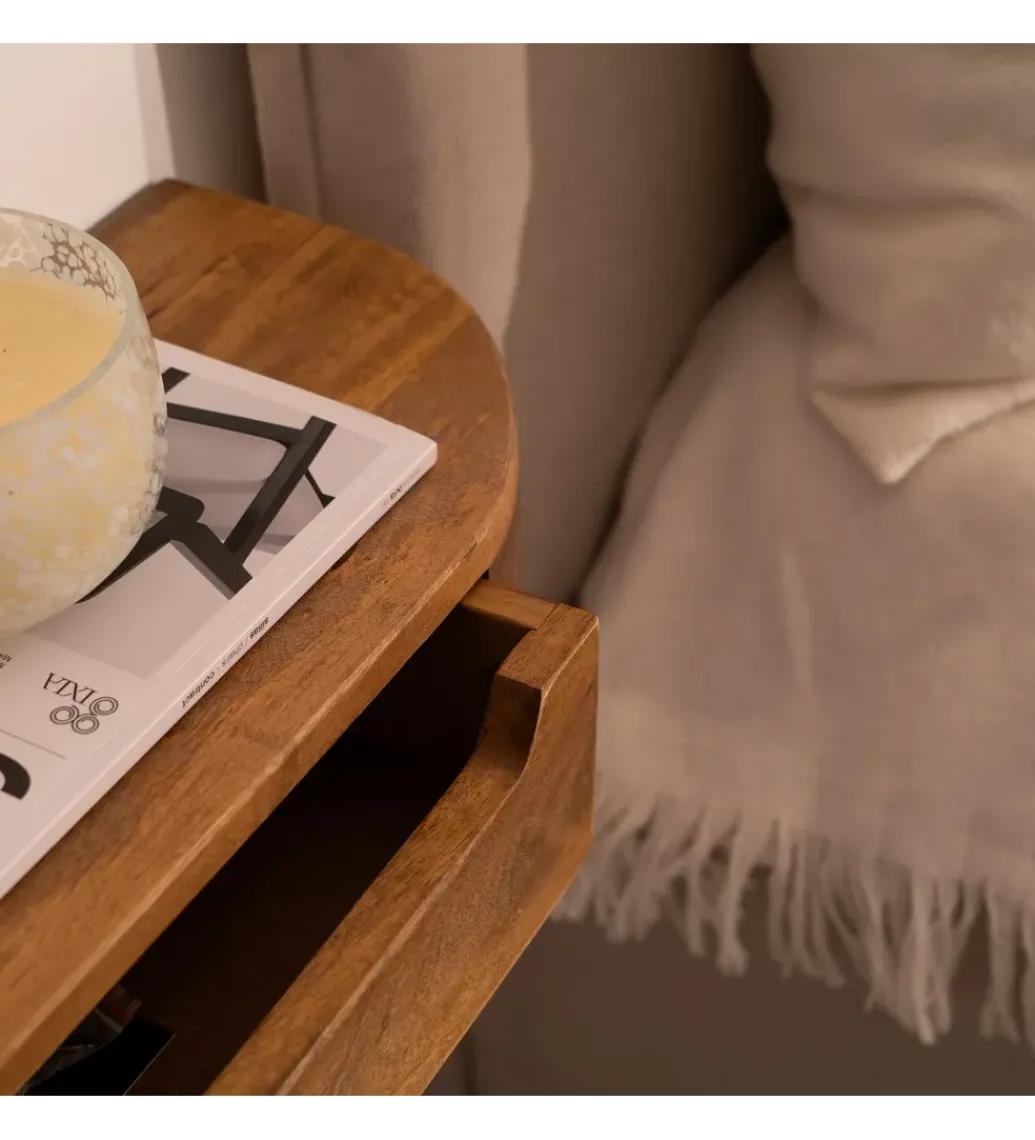 Szafka nocna RUKNO 50 cm drewno mango brązowa*Zona-Design Outlet