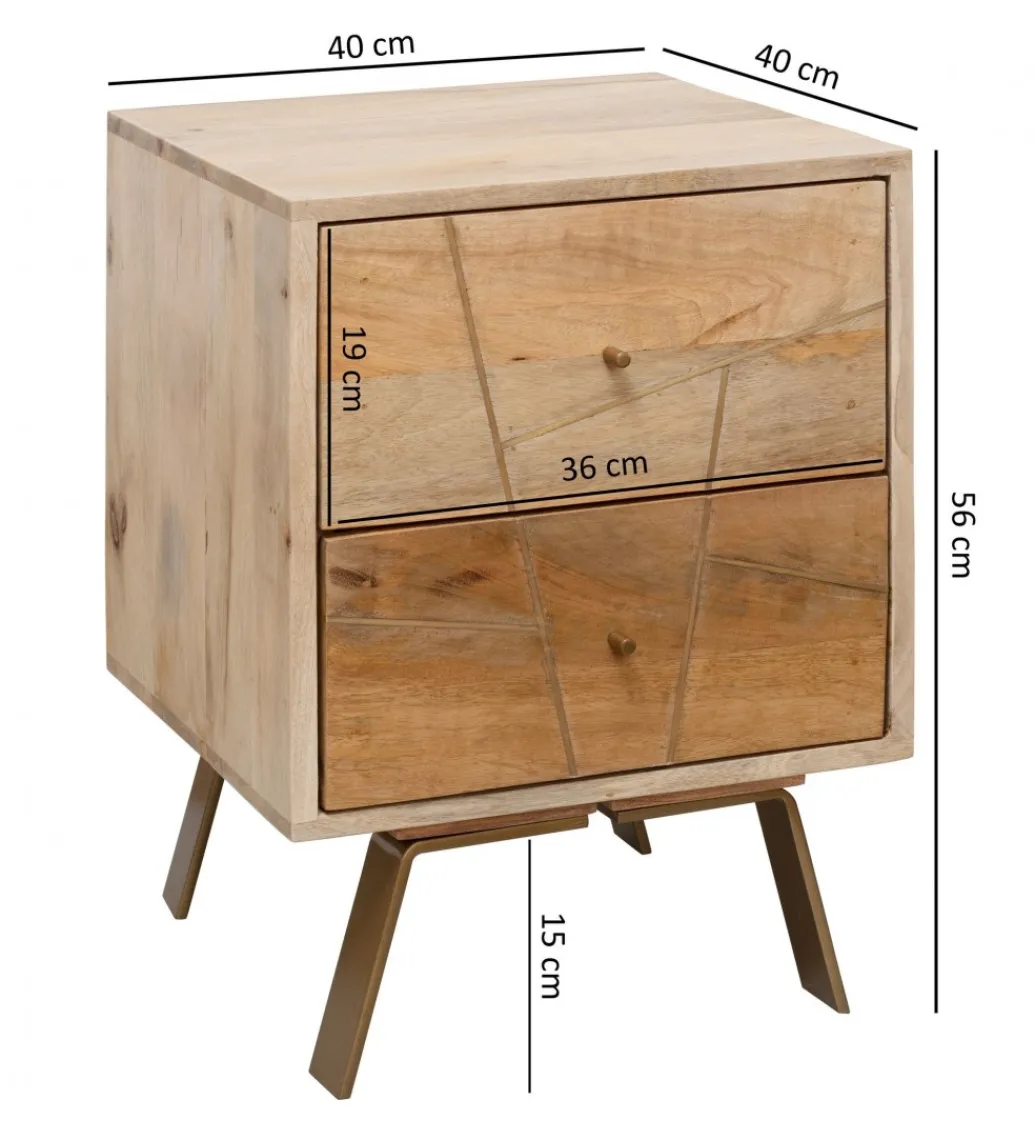 Szafka nocna SIKAR 40 cm drewno mango*WOHNLING, GERMANY Outlet