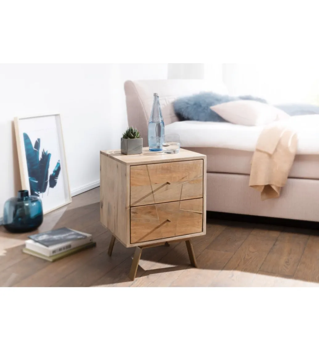 Szafka nocna SIKAR 40 cm drewno mango*WOHNLING, GERMANY Outlet