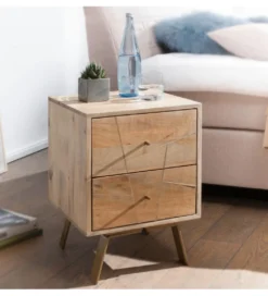 Szafka nocna SIKAR 40 cm drewno mango*WOHNLING, GERMANY Outlet