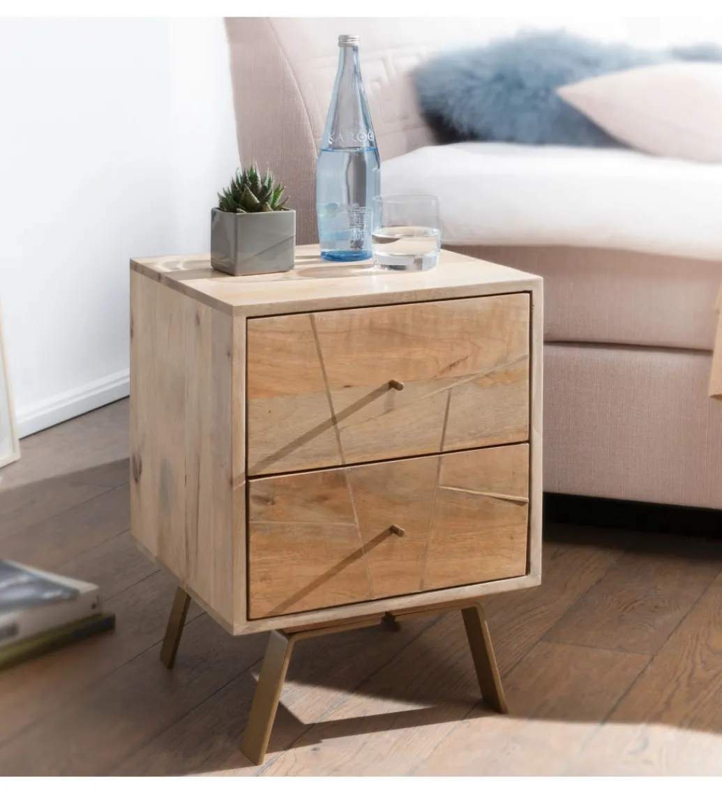 Szafka nocna SIKAR 40 cm drewno mango*WOHNLING, GERMANY Outlet