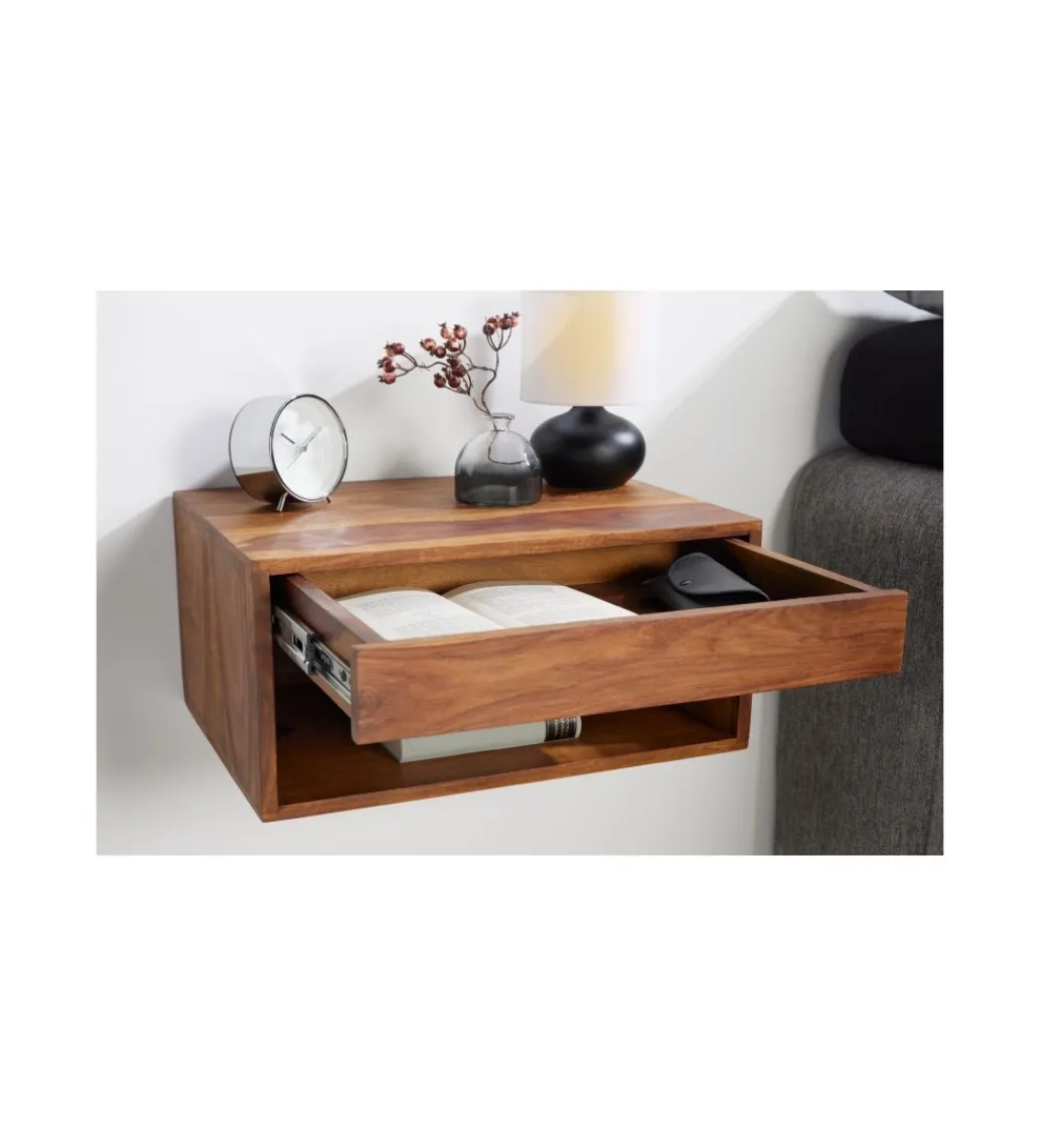 Szafka nocna wisząca ZAMBEZI 50 cm drewno sheesham*Invicta Interior Outlet