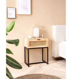 Szafka nocna ZOVI 50 cm drewno mango*WOHNLING, GERMANY Clearance