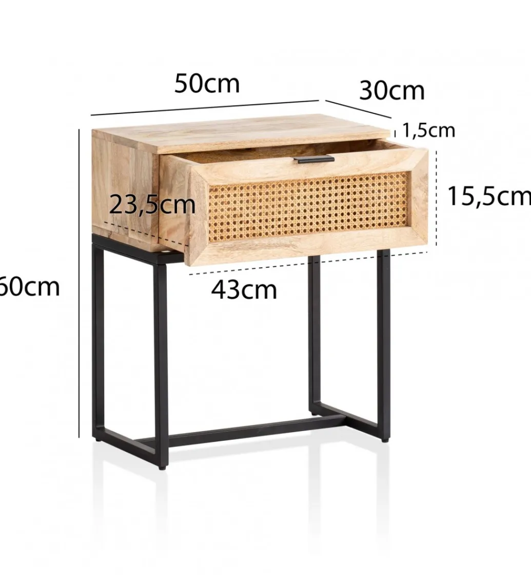 Szafka nocna ZOVI 50 cm drewno mango*WOHNLING, GERMANY Clearance