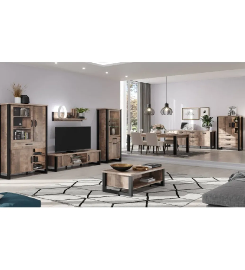 Szafka pod TV EMILE 166 cm w optyce dąb tytoniowo-brązowy*MCA New