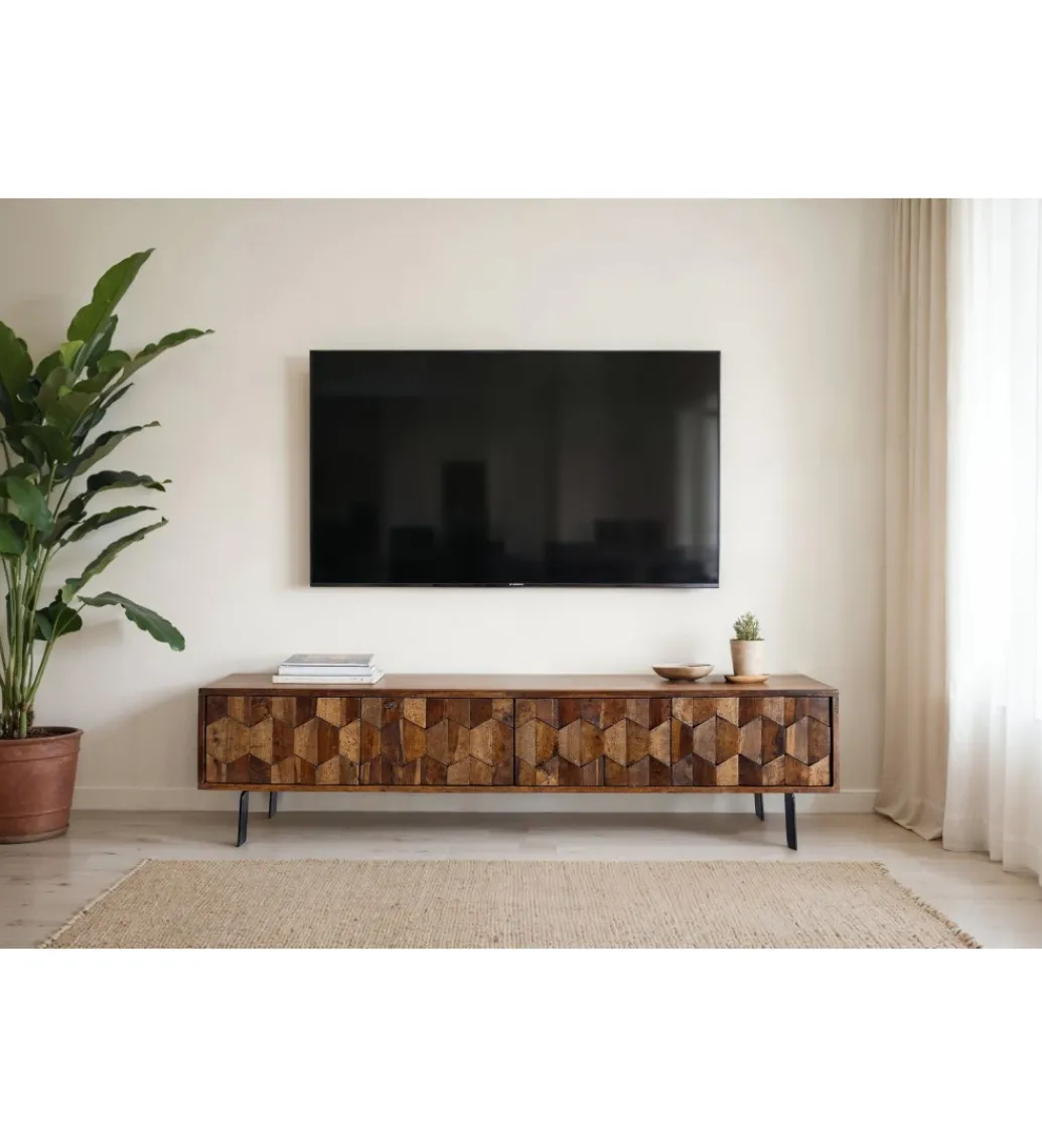 Szafka RTV WOHNLING 160 cm drewno sheesham*WOHNLING, GERMANY Discount