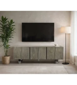 Szafka RTV WOHNLING 160 cm drewno akacja szary*WOHNLING, GERMANY Outlet