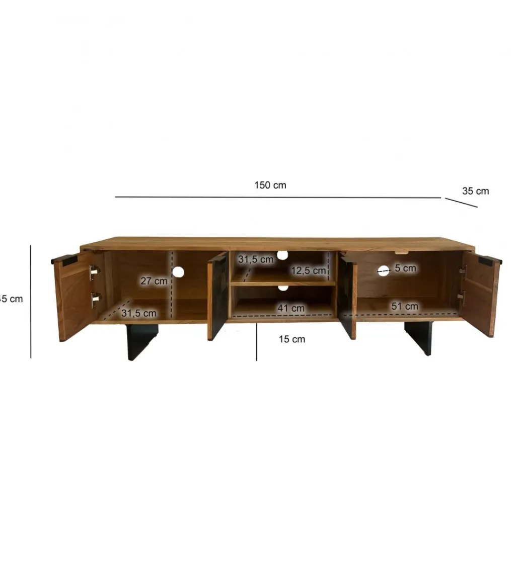 Szafka RTV WOHNLING 150 cm drewno akacja*WOHNLING, GERMANY Best