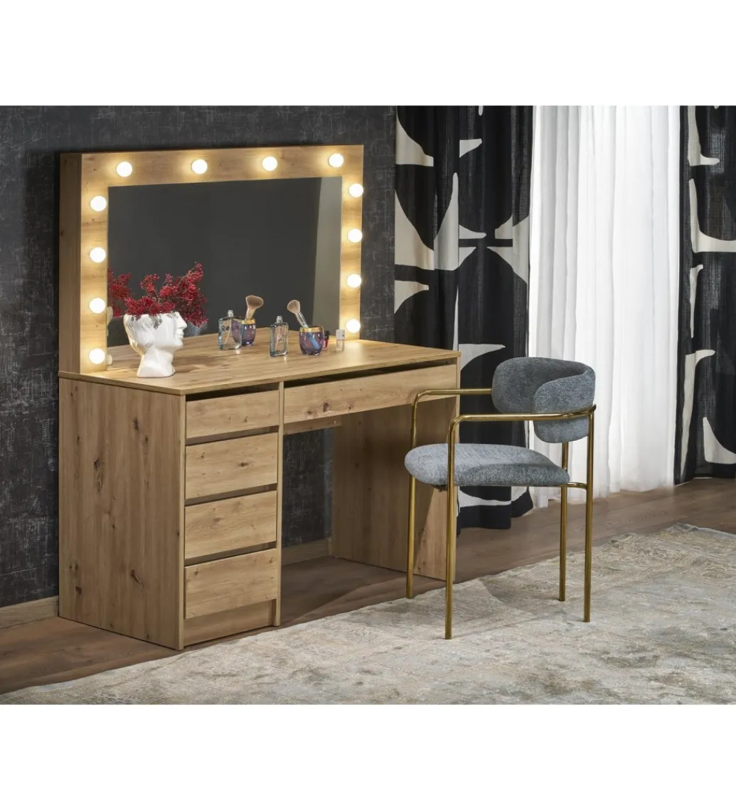 Toaletka HOLLYWOOD XL 120 cm dąb artisan z oświetleniem LED*Halmar