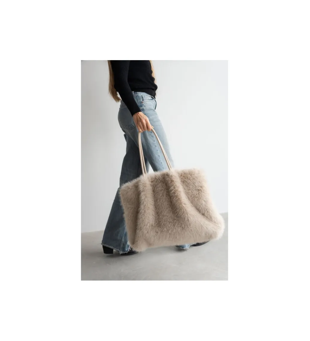 Torba MIKA FURR 56 cm kremowa*KDesign Outlet