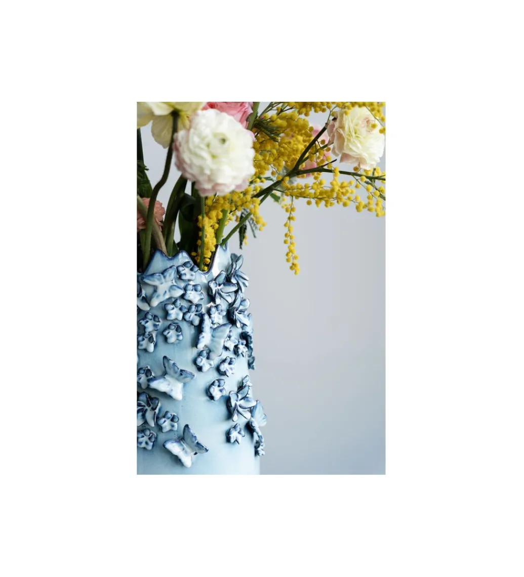 Wazon BUTTERFLIES 50 cm jasnoniebieski*KDesign Best