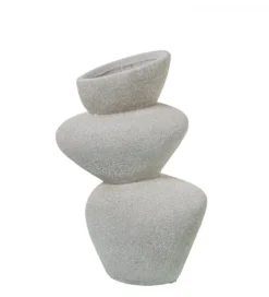 Wazon KATAM 25 cm ceramika biały piaskowy*Exclusivas New