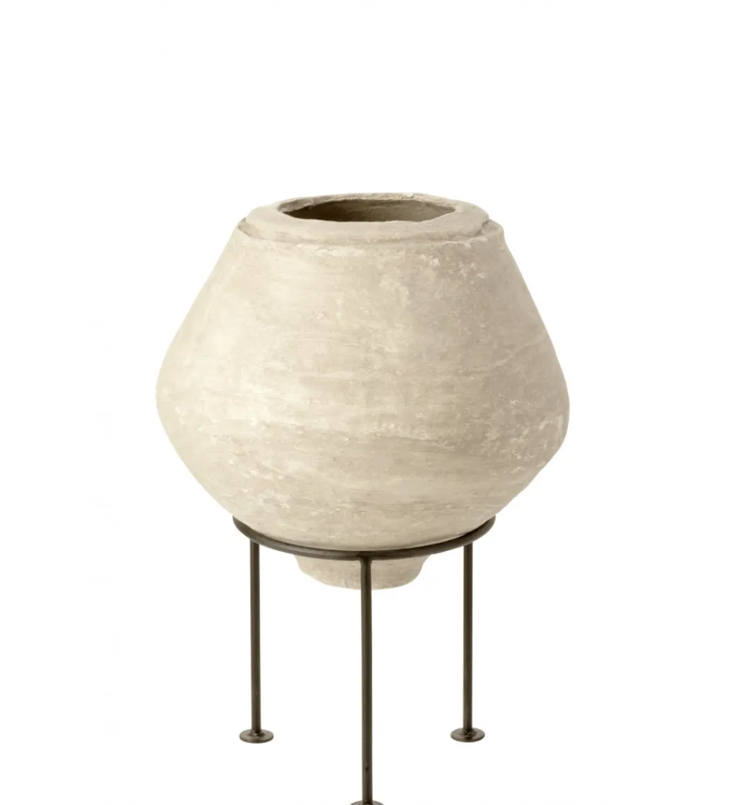 Wazon Papier Mache Biały*J-Line New
