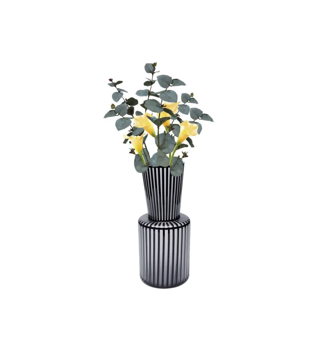 Wazon ROULETTE 41 cm czarno biały szklany*KDesign