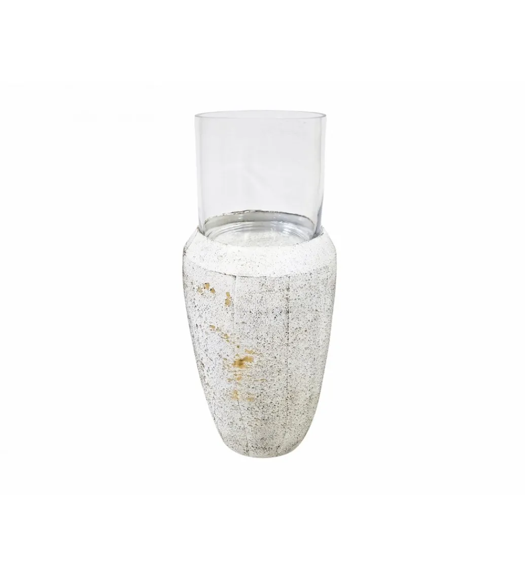 Świecznik FAROL 62 cm biały efekt naturalnego kamienia*Imeri Outlet
