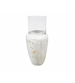 Świecznik FAROL 62 cm biały efekt naturalnego kamienia*Imeri Outlet
