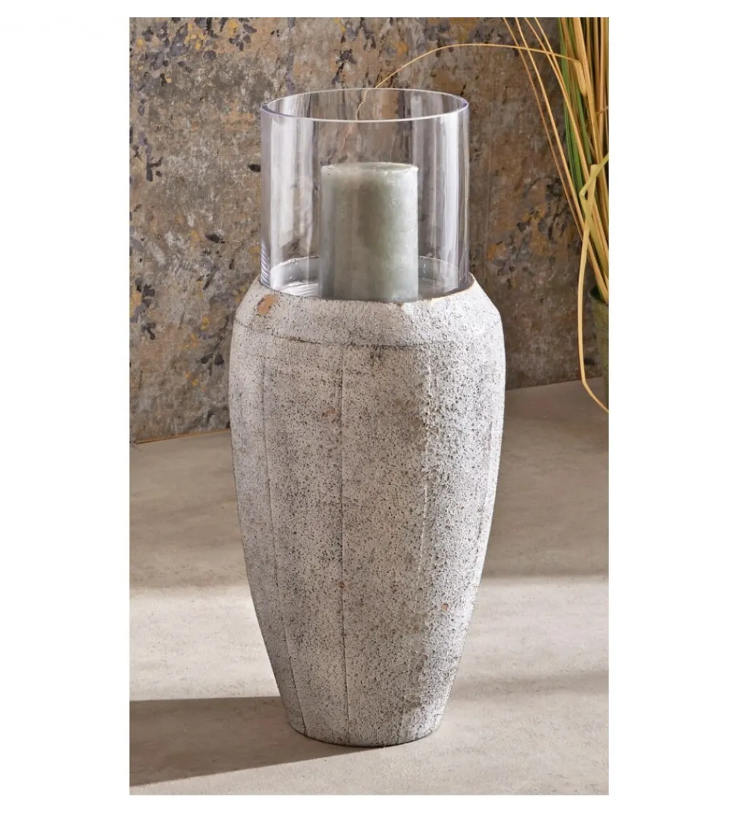 Świecznik FAROL 62 cm biały efekt naturalnego kamienia*Imeri Outlet