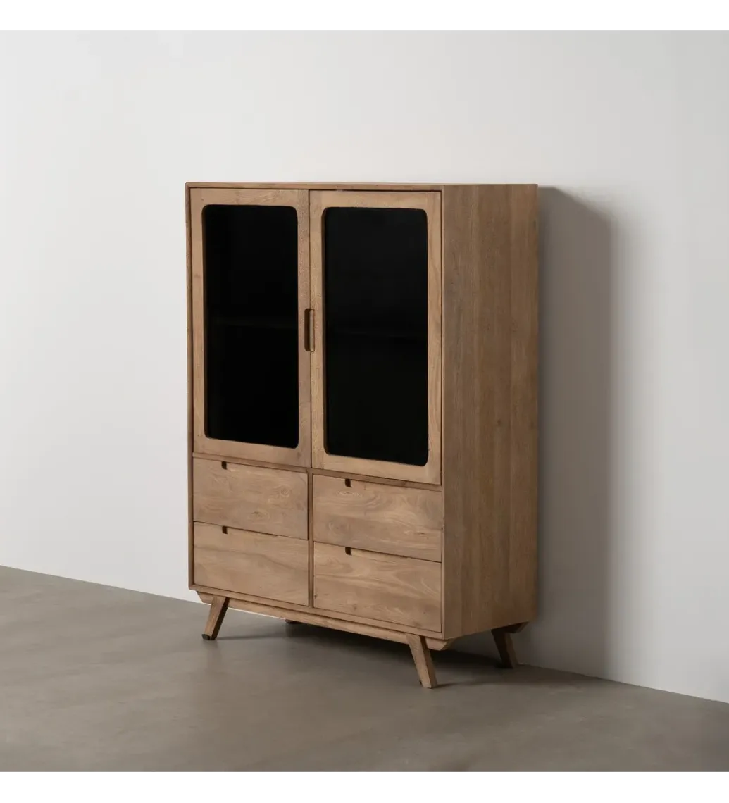 Witryna BURNIE 107 cm ze szklanymi drzwiami z drewno mango*Zona-Design Online