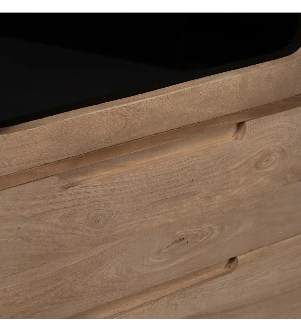 Witryna BURNIE 107 cm ze szklanymi drzwiami z drewno mango*Zona-Design Online