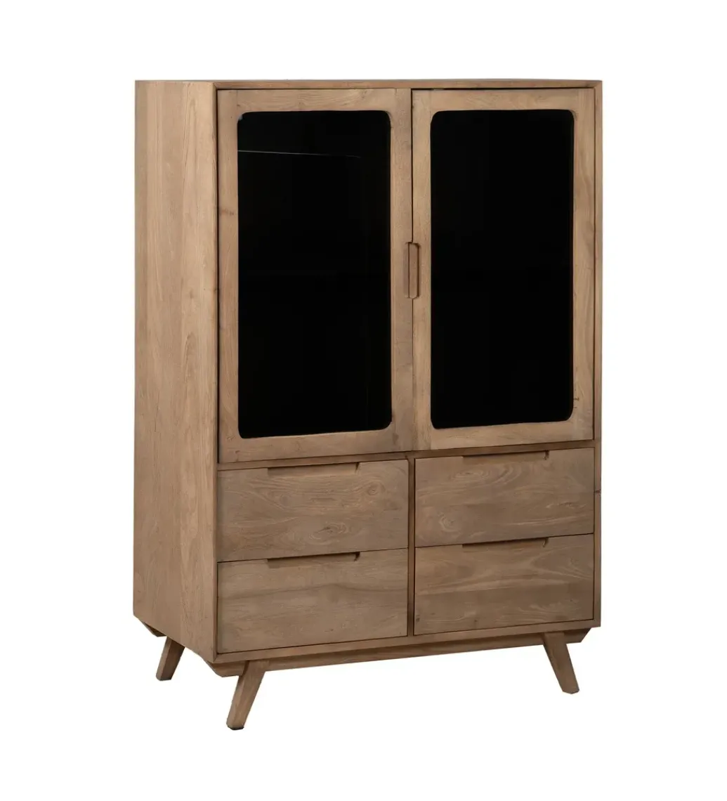 Witryna BURNIE 107 cm ze szklanymi drzwiami z drewno mango*Zona-Design Online