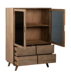 Witryna BURNIE 107 cm ze szklanymi drzwiami z drewno mango*Zona-Design Online