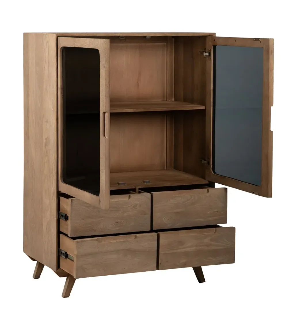 Witryna BURNIE 107 cm ze szklanymi drzwiami z drewno mango*Zona-Design Online