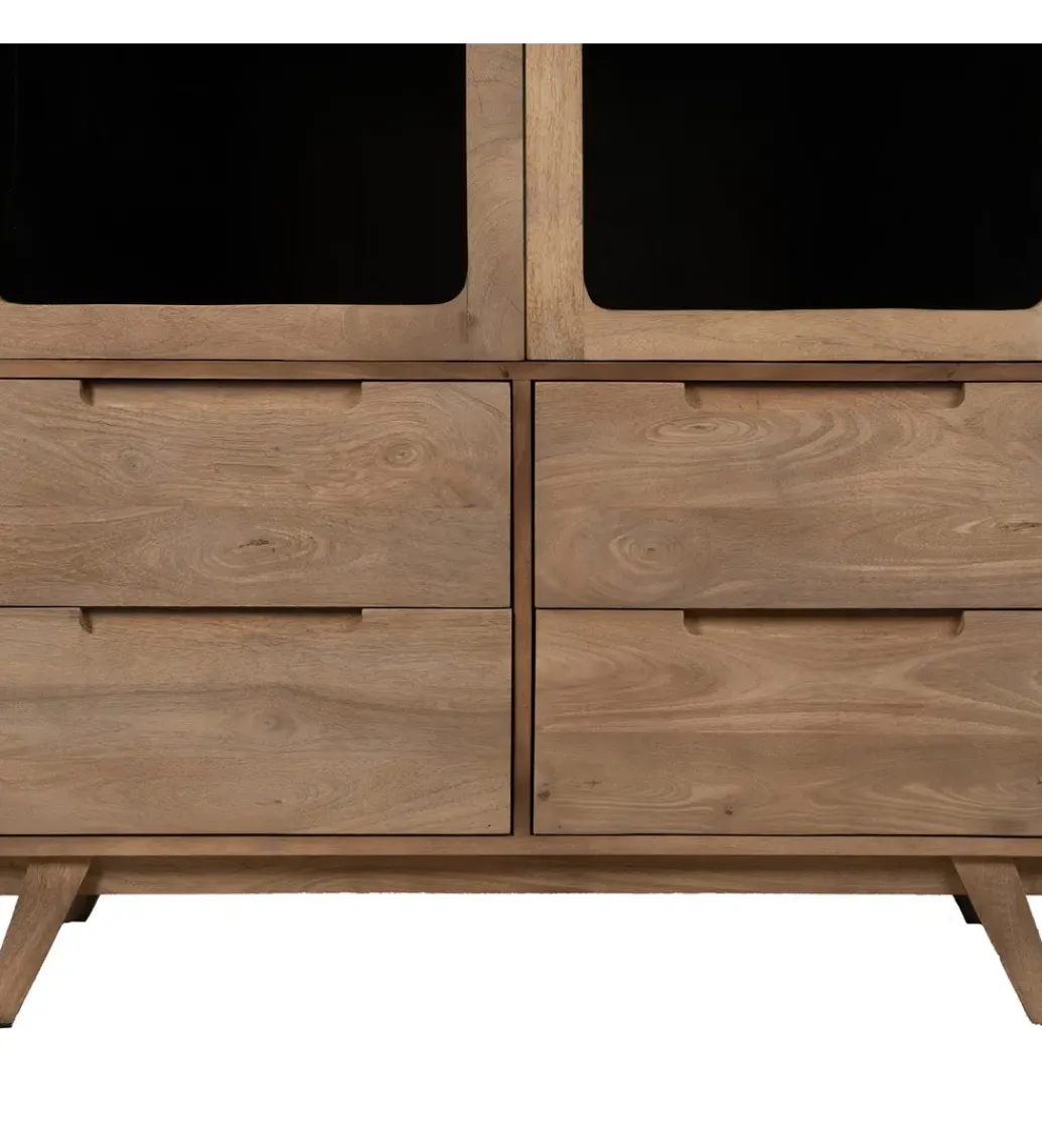 Witryna BURNIE 107 cm ze szklanymi drzwiami z drewno mango*Zona-Design Online